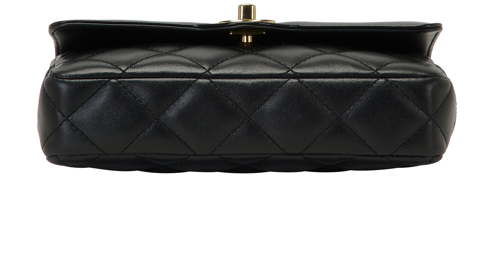 Bordered Single Flap, &pound;2,100, Handbags, Black, Lambskin Leather/Patent Leather, Top view